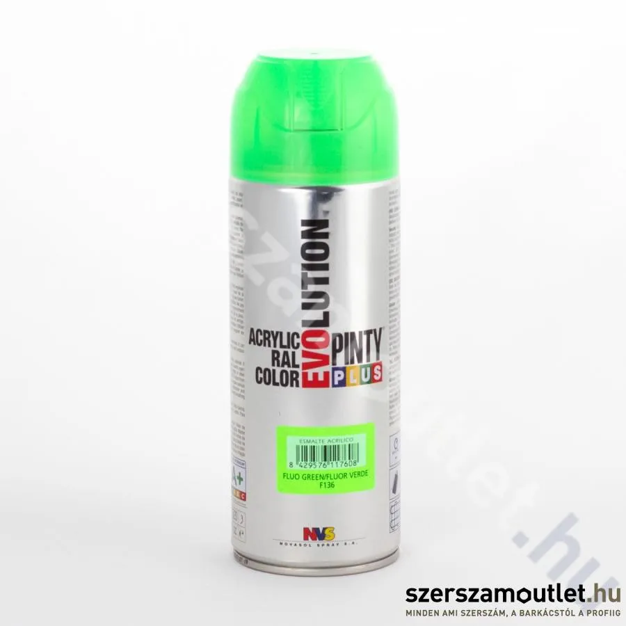PINTY PLUS F136 EVO Akril spray 400ml, (Világító zöld/Luminous green) (161)