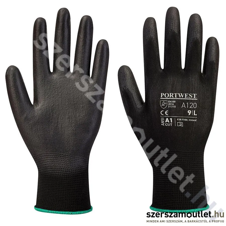 PORTWEST A120 PU tenyérmártott szerelőkesztyű [Fekete] (A120BKR)