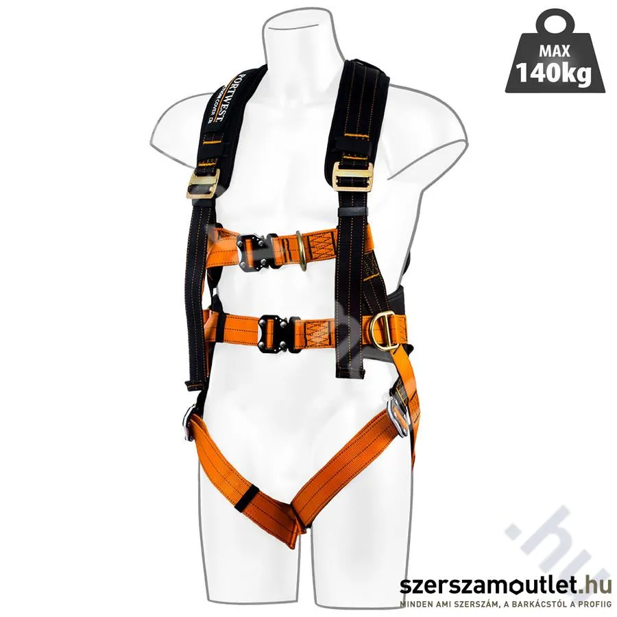 PORTWEST FP73 PW ULTRA Testheveder | 3 pontos | Elöl/Hátul/Oldalt D gyűrű [Fekete/Narancs] (FP73K1R)