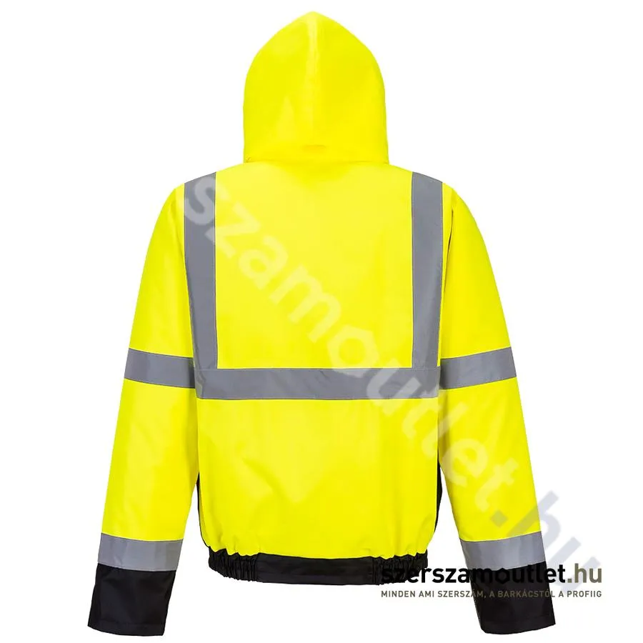 PORTWEST S363 Hi-Vis Kéttónusú jól láthatósági Bomber kabát [Citrom/Fekete] (S363YBR)