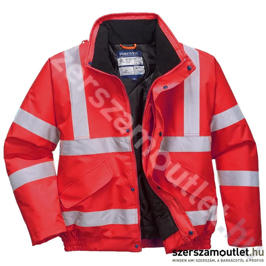 PORTWEST S463 Hi-Vis Jól láthatósági Bomber dzseki [Piros] (S463RER)