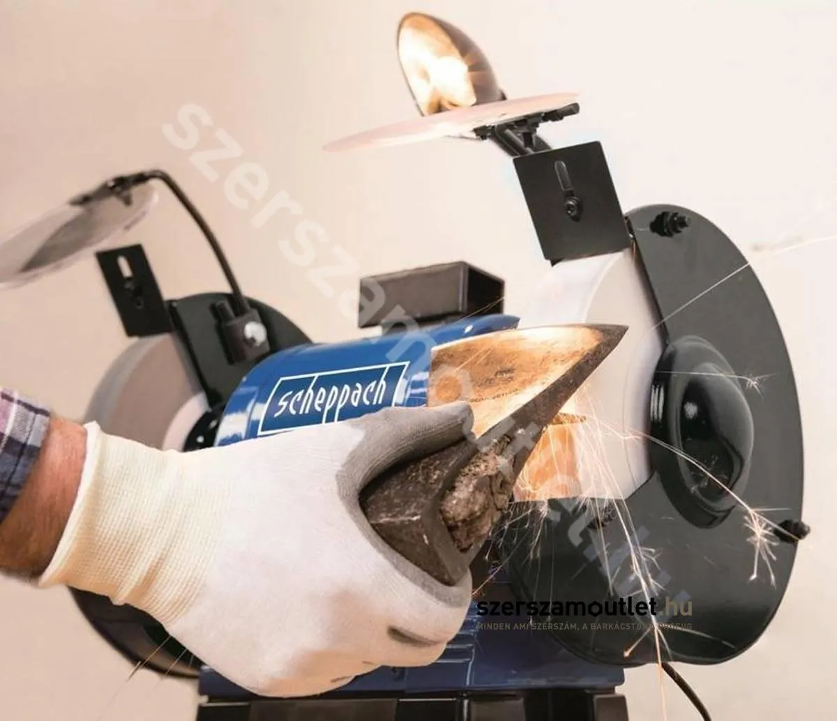 SCHEPPACH BG 200 AL Kettős köszörű fehér korongal (550W/200mm) (4903106901)