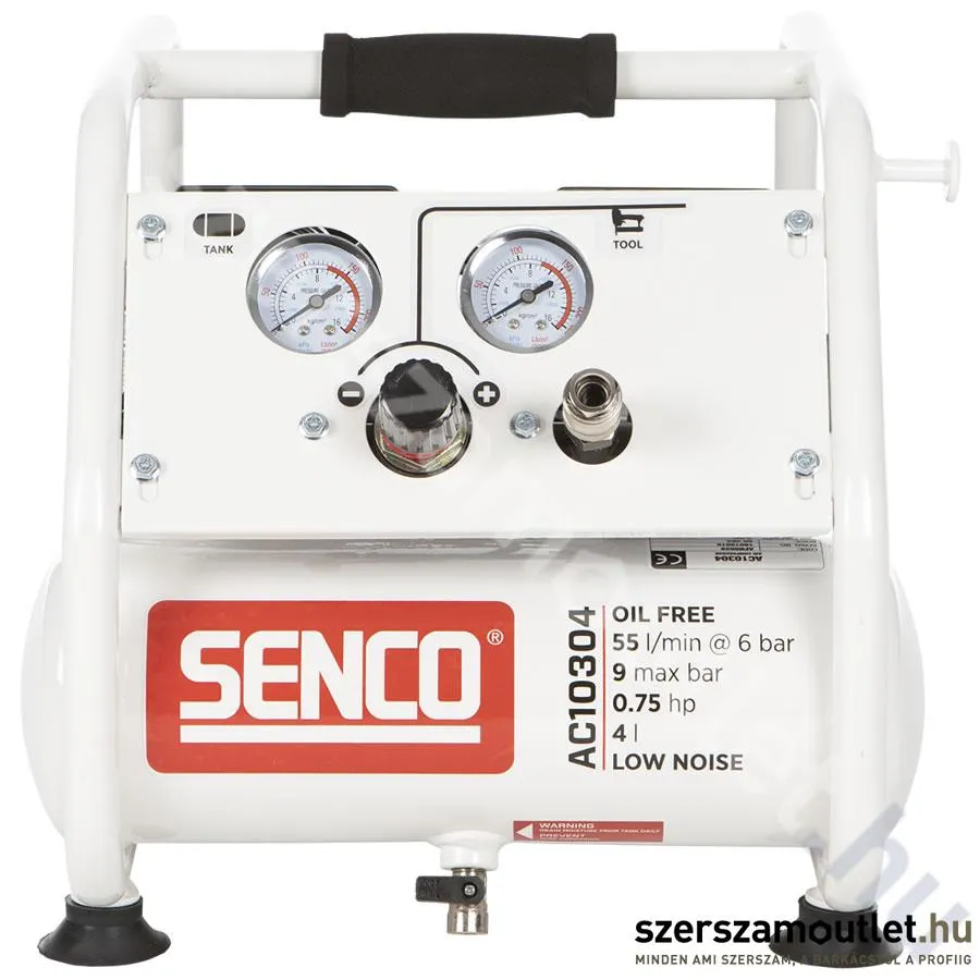 SENCO AC10304 Alacsony zajszintű, olajmentes kompresszor (550W/4L) (AFN0029)