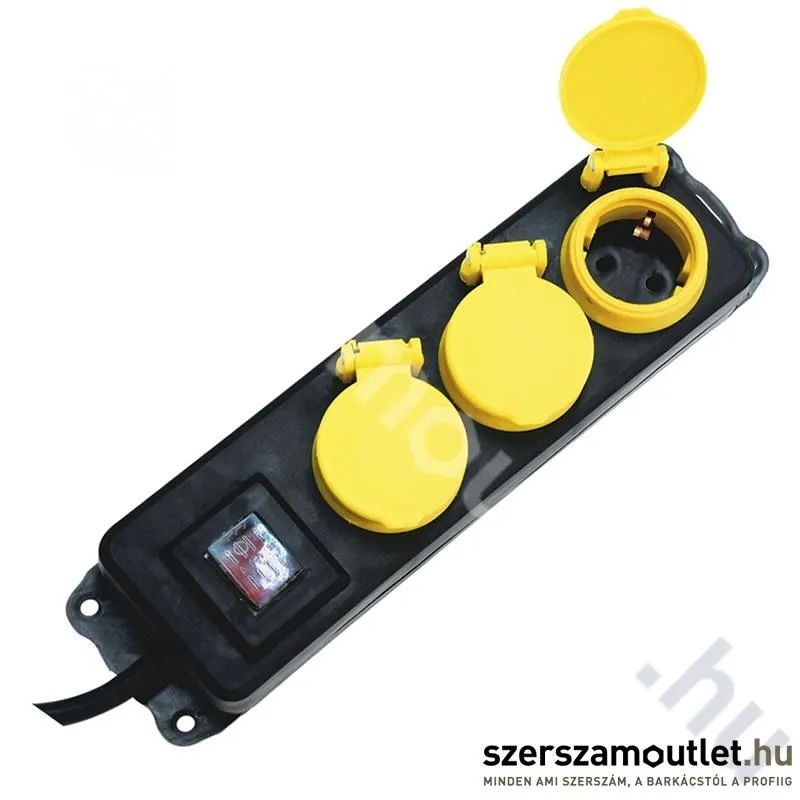 SOMOGYI Hálózati elosztó, kapcsolós, kültéri, 3 aljzat, 5m (3x1,5mm) (NVO 03K-5/BK/1,5)