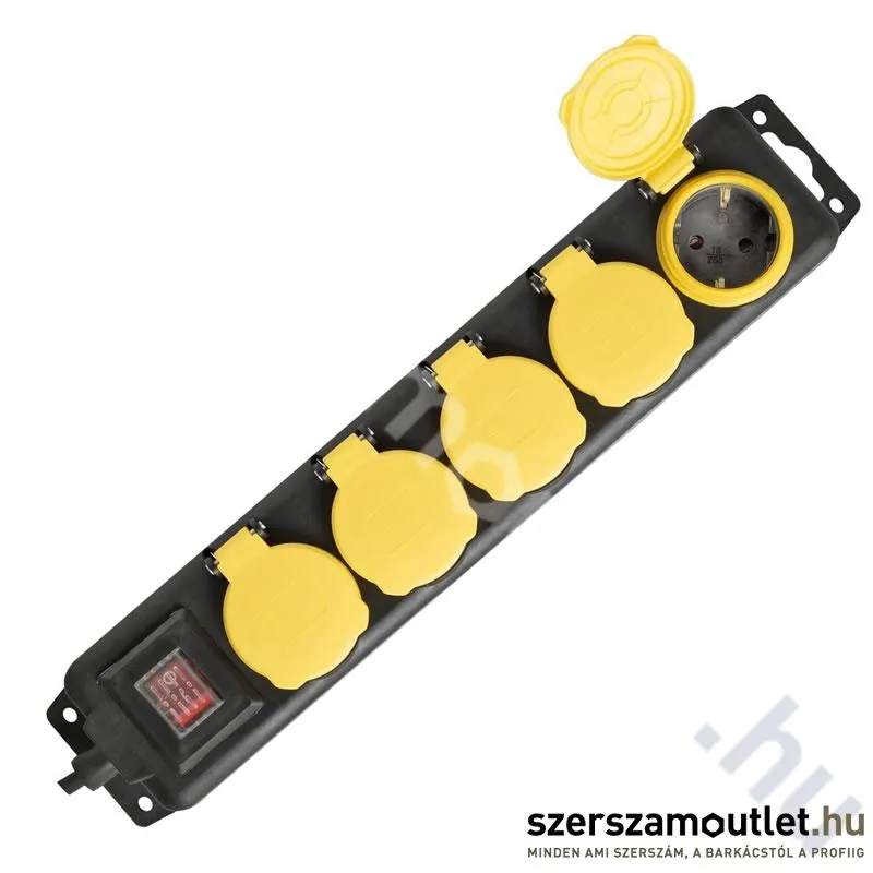 SOMOGYI Hálózati elosztó, kapcsolós, kültéri, 5 aljzat, 5m (3x1,5mm) (NVO 05K-5/BK/1,5)