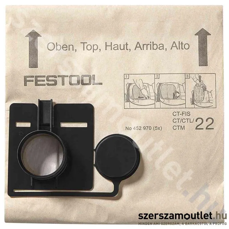 FESTOOL FIS-CT 22/5 porzsák/szűrőzsák 5db (452970)