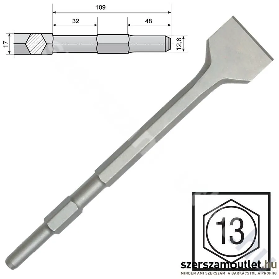 HIKOKI 17mm vésőszár lapos 50x280mm (751504)