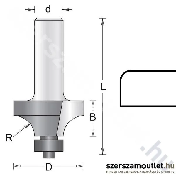 HIKOKI Lekerekítőmaró kés d:8/D:28,6/B:13,5/L:56/R:7,9mm (754105)