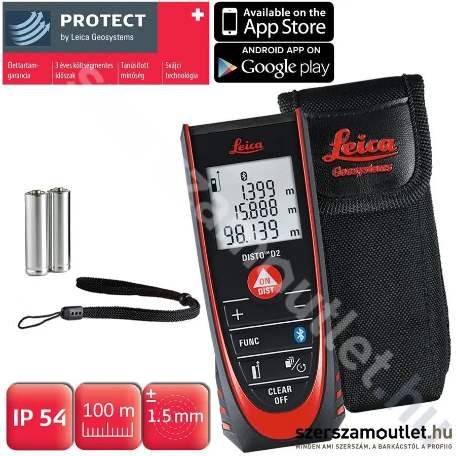 LEICA DISTO D2 Lézeres Bluetooth Smart távolságmérő (100m) (837031)