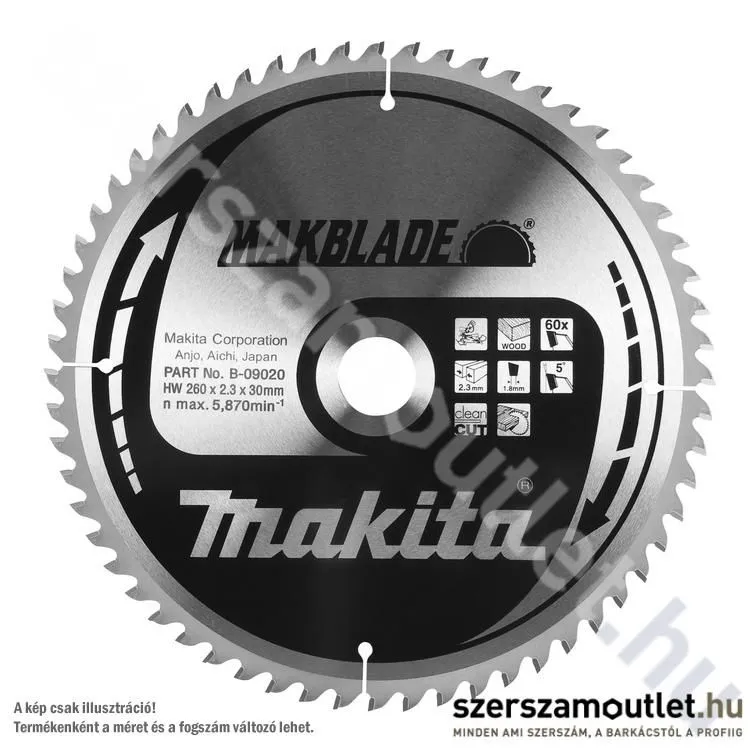 MAKITA MAKBLADE Körfűrésztárcsa gérvágóhoz 260x30 mm Z40 (B-08981)