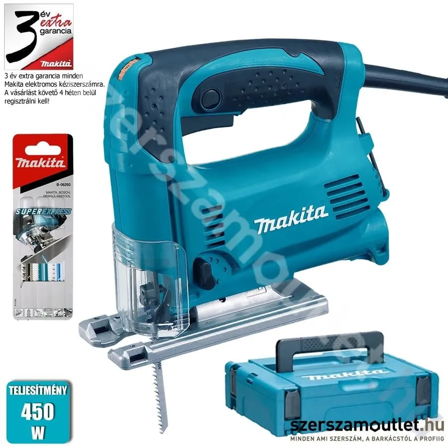 MAKITA 4329JX4 Szúrófűrész MAKPAC kofferben (450W/65mm)