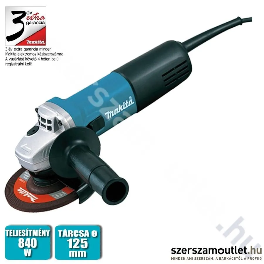 MAKITA 9558HNR Sarokcsiszoló lágyindítással (840W/125mm)