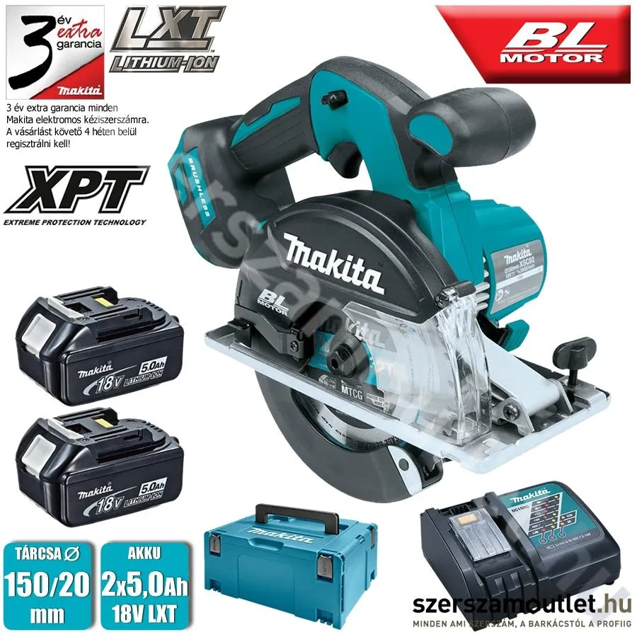 MAKITA DCS551RTJ Akkus szénkefementes fémvágó körfűrész MAKPAC kofferben 2db(18V 5,0Ah)akku+töltő