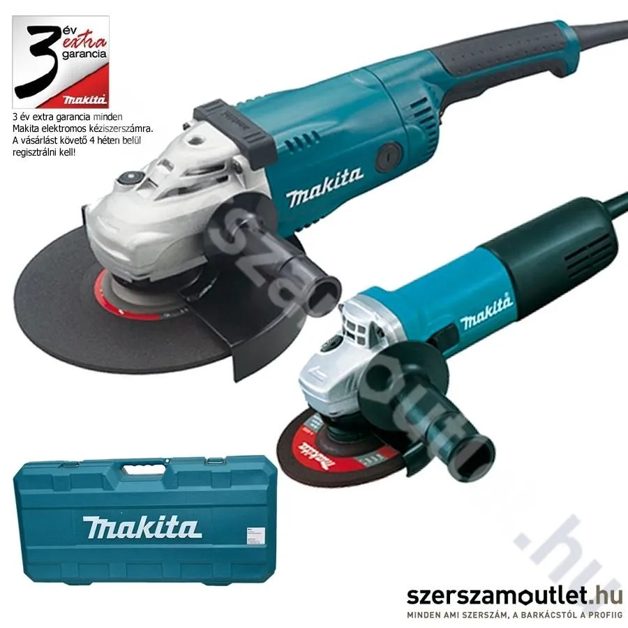 MAKITA DK0053G Sarokcsiszoló szett kofferben GA9020 (2200W/230mm) 9558HNR (840W/125mm)