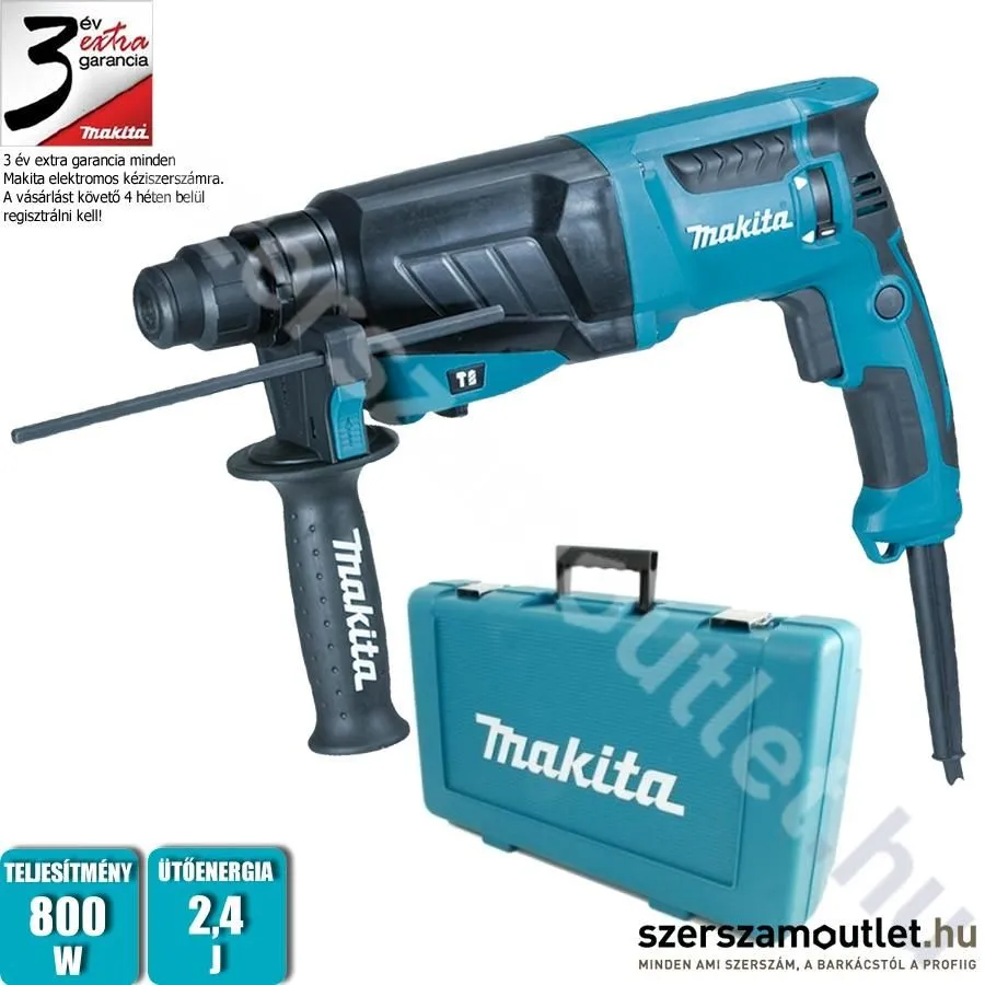 MAKITA HR2630 Fúró-vésőkalapács kofferben (800W/2,4J)