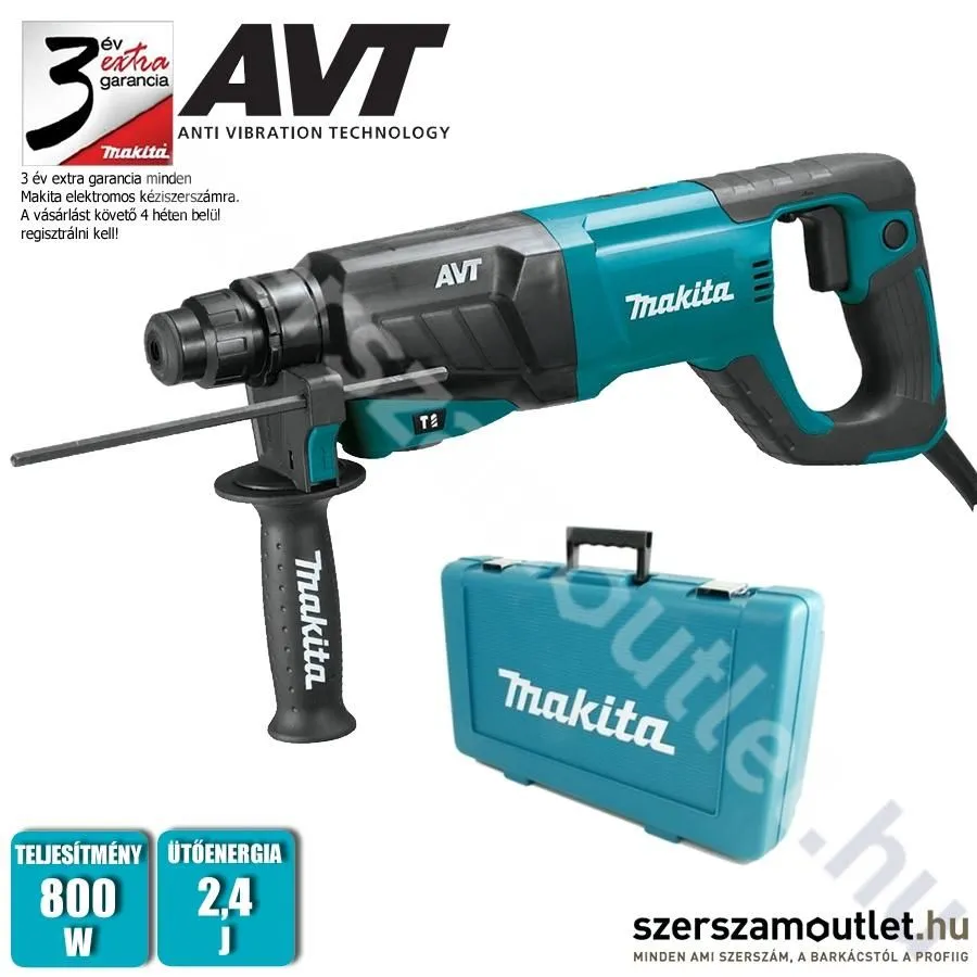 MAKITA HR2641 Fúró-vésőkalapács kofferben (800W/2,4J)