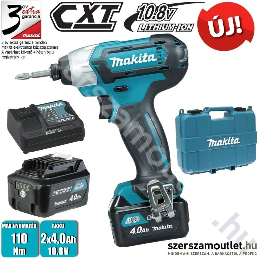 MAKITA TD110DSME Akkus ütvecsavarbehajtó kofferben (2x4,0Ah/10,8V)