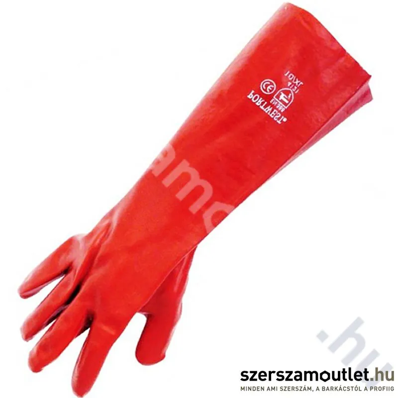 PORTWEST A445 piros PVC hosszúszárú kesztyű 45cm xl-es méret (A445)