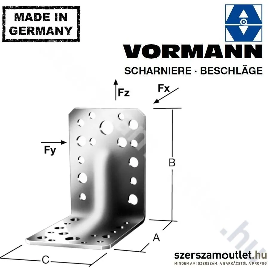 VORMANN Derékszög lemez erősített 106x106x90mm (70933)